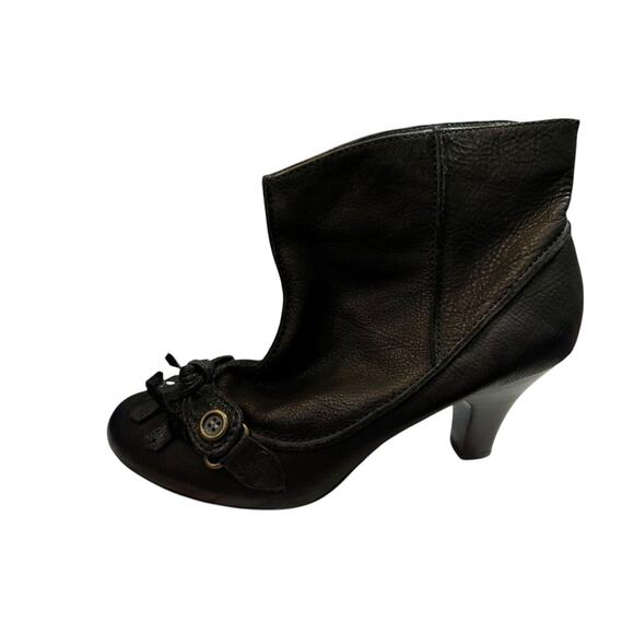 Anthropologie Miss Albright Spectator Booties Size 8.5 Black Bow Fringe - Picture 3 of 8